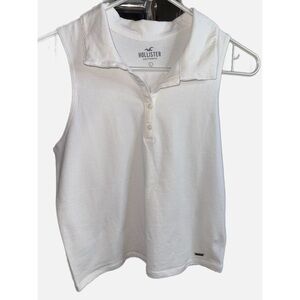Hollister -White Sleeveless Polo Top size Large